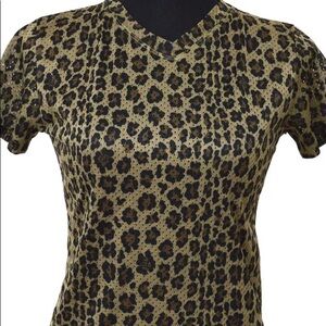 Fendi V neck Leopard Pattern Eyelets tops AK36291 size XS- S